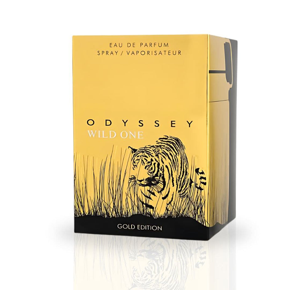 Odyssey Wild One Pour Homme EDP spray by Armaf, 100ML, featuring a sleek bottle and elegant fragrance cap.