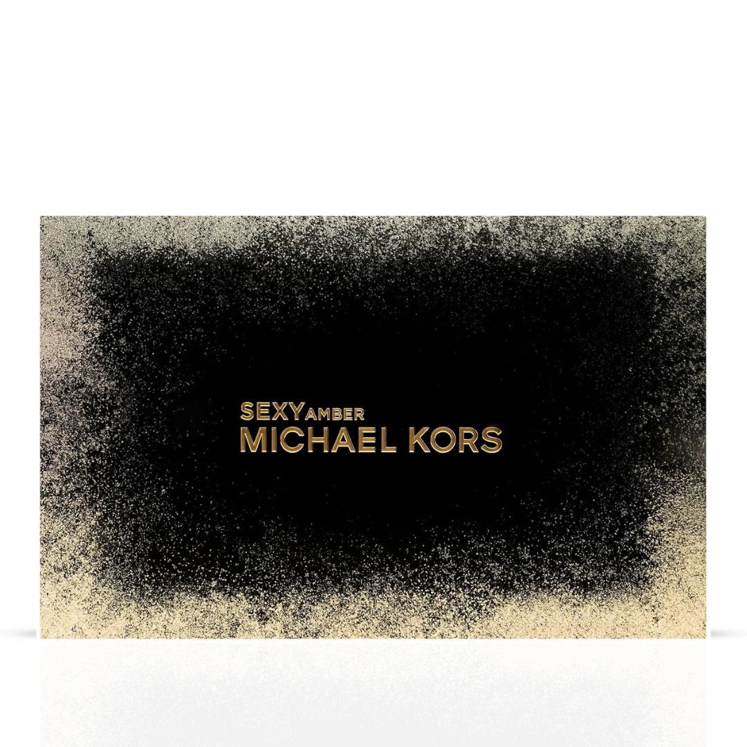 Michael Kors Sexy Amber 4Pc Gift Set (3.4oz EDP Spray, 3.4oz Body Lotion, 3.4oz Shower Gel, 10ml EDP Spray) | Luxurious Amber, Creamy Sandalwood, Soft Jasmine - Intense Oud