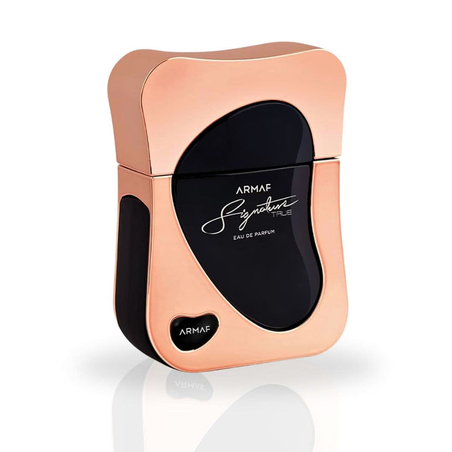 Armaf Signature True Eau De Parfum spray bottle, 100ml, featuring elegant packaging and luxurious design.