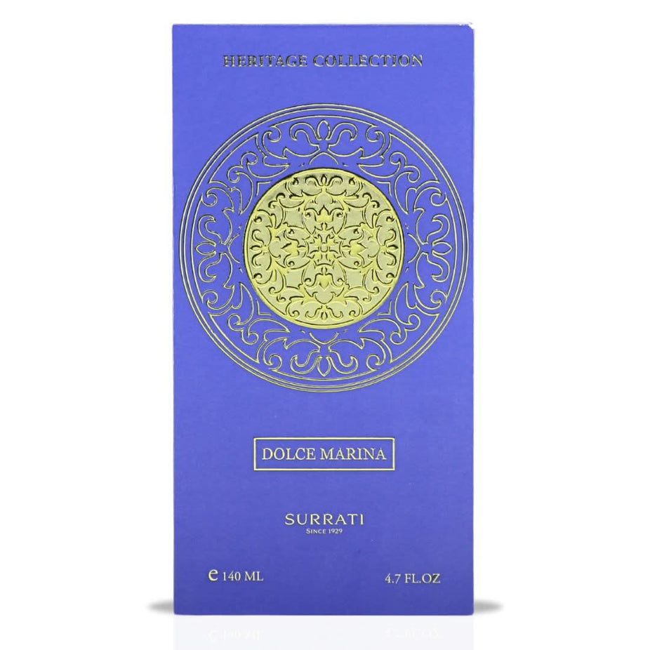 Surrati Dolce Marina Eau de Parfum spray 140ml bottle with elegant design and floral fragrance elements visible.