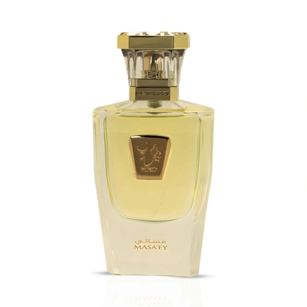 Masa'ey Parfum Eau de Parfum spray by Hind Al Oud, 50ml bottle with elegant design and floral perfume scent.