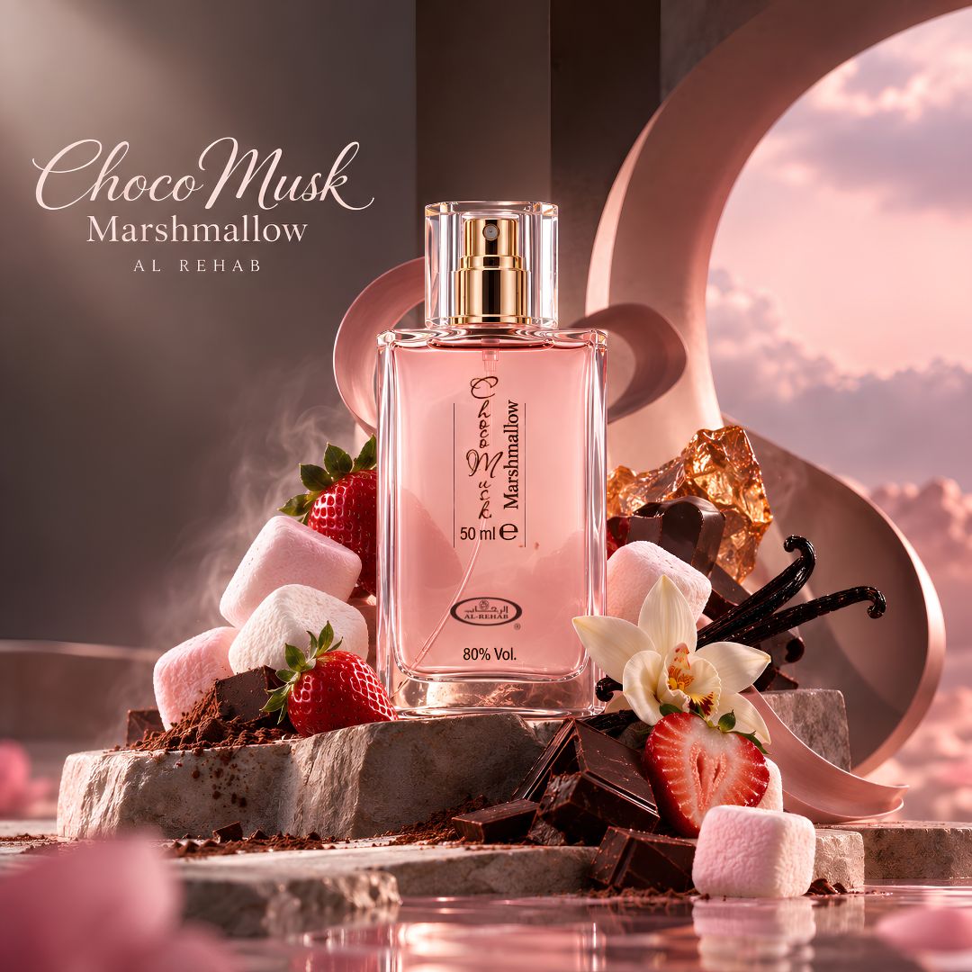 Bundle of three 50ml perfume sprays including Choco Musk, Pink Blush, and Marshmallow Blush by Intense Oud with floral and sweet notes.