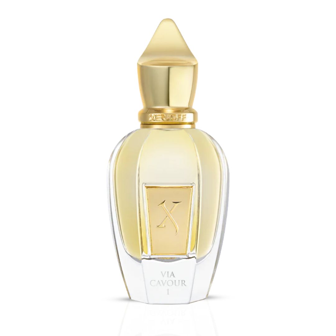 Xerjoff Via Cavour I Parfum Spray 50ml bottle with elegant packaging and a sleek design.