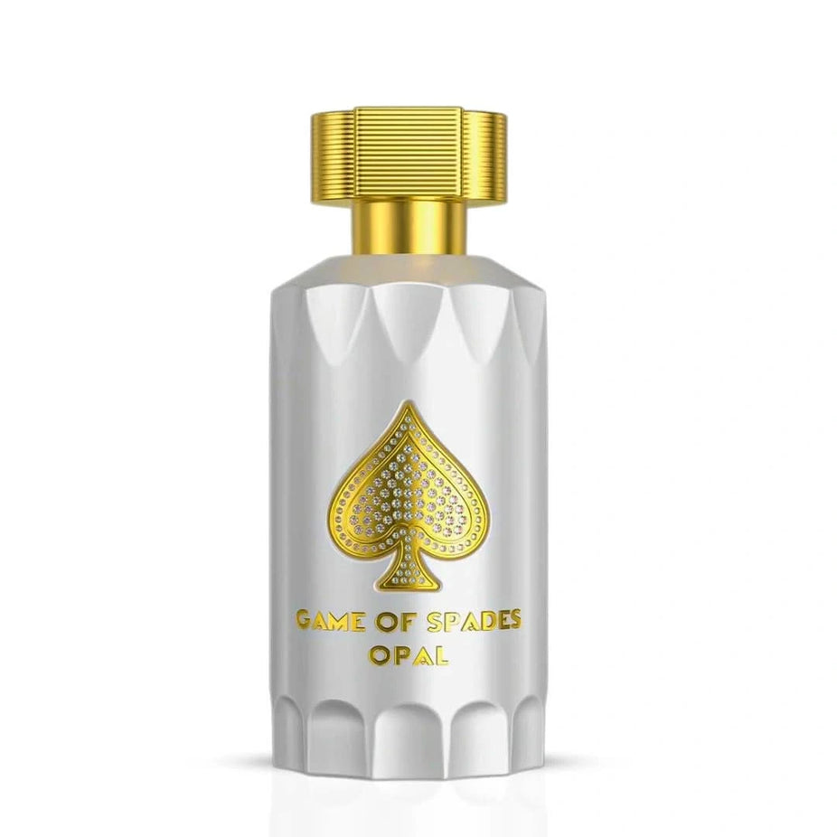 Jo Milano Paris Game of Spades Opal Eau de Parfum spray bottle, 90ml, with elegant packaging and black cap.