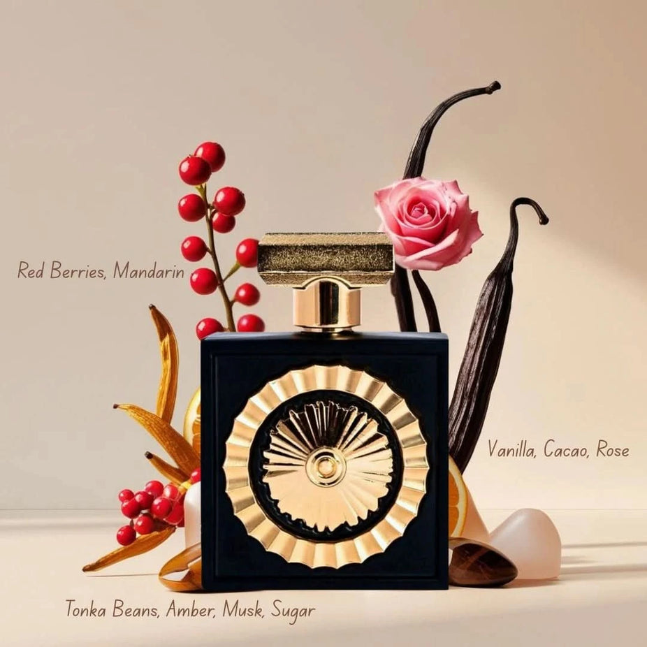 Lattafa Nebras Elixir and Nebras Eau de Parfum sprays bundle, 100ml each, featuring elegant perfume bottles with gold accents.