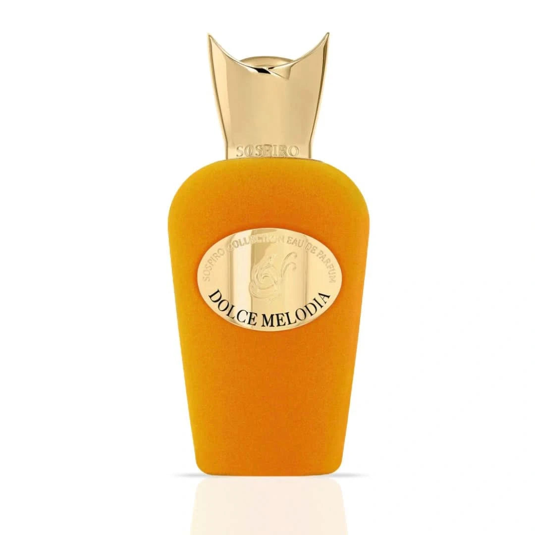 Dolce Melodia Eau De Parfum Spray by Sospiro, 100ml bottle, elegant packaging with floral and fruity notes visible.