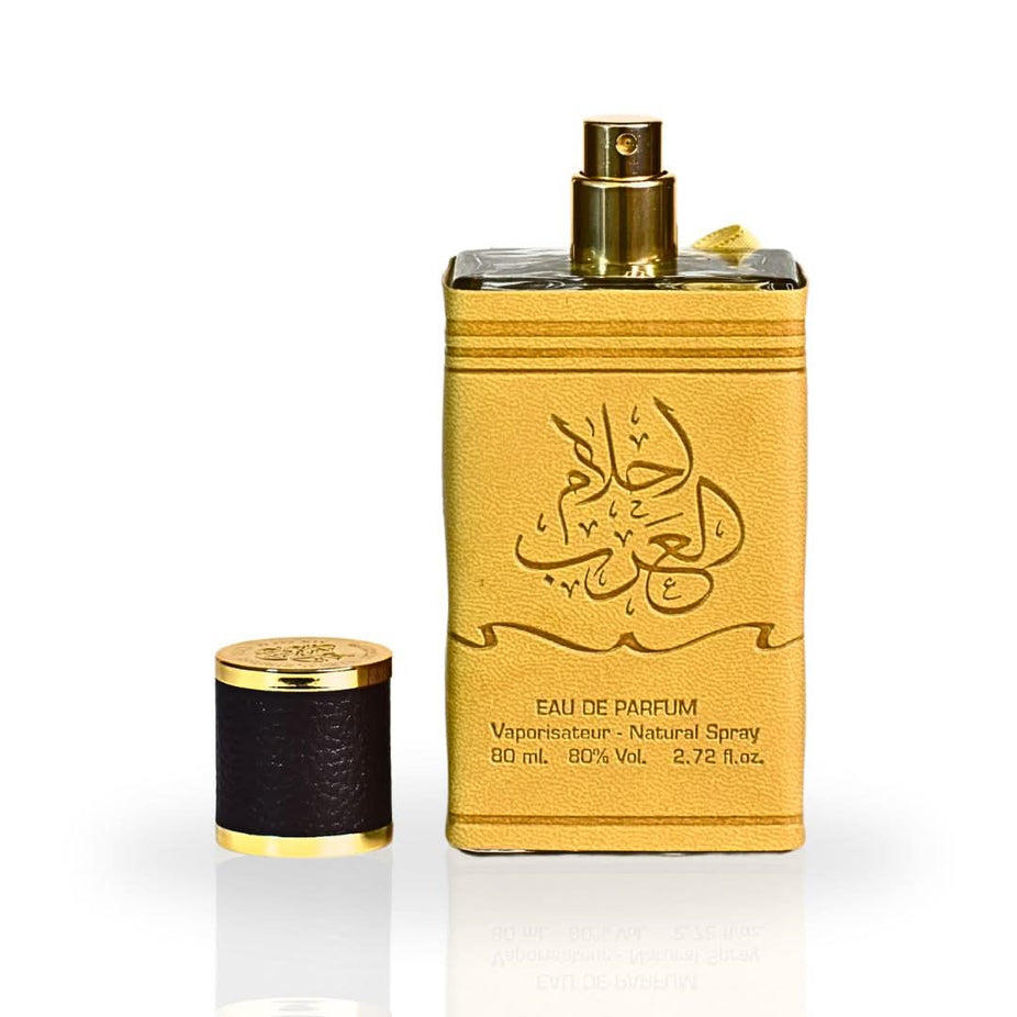 Ahlam Al Arab EDP spray bottle by Ard Al Zaafaran, 80ML, featuring a luxurious, captivating fragrance with long-lasting scent.