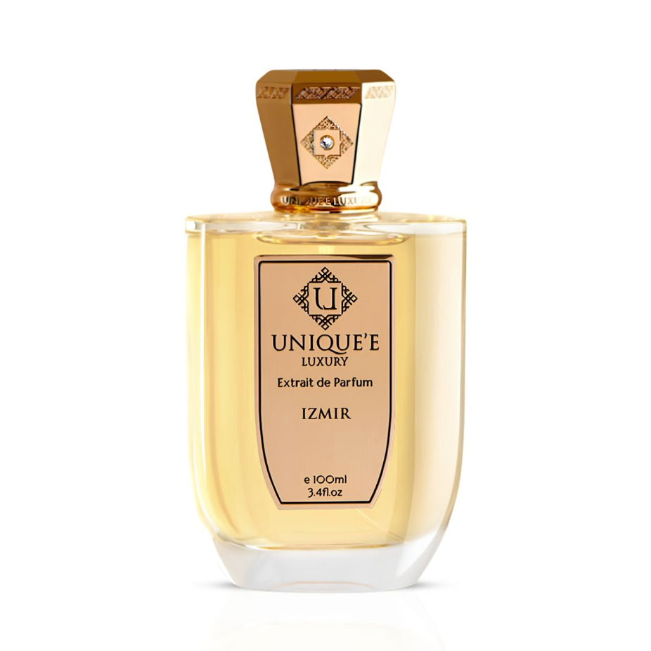Izmir Extrait de Parfum Spray by Unique'e Luxury, 100ml EDP bottle with elegant design and luxurious fragrance.