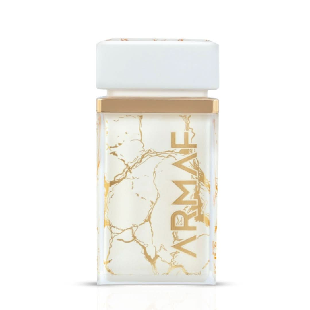 Armaf Perle D’or Eau de Parfum spray in a 75ml bottle, with a velvet pouch, featuring elegant packaging and a sophisticated design.