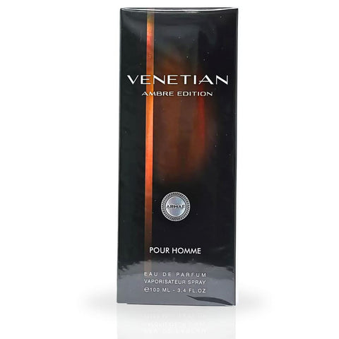 Armaf Venetian Ambre Edition Pour Homme EDP spray 100ML bottle, showcasing elegant packaging and masculine fragrance.