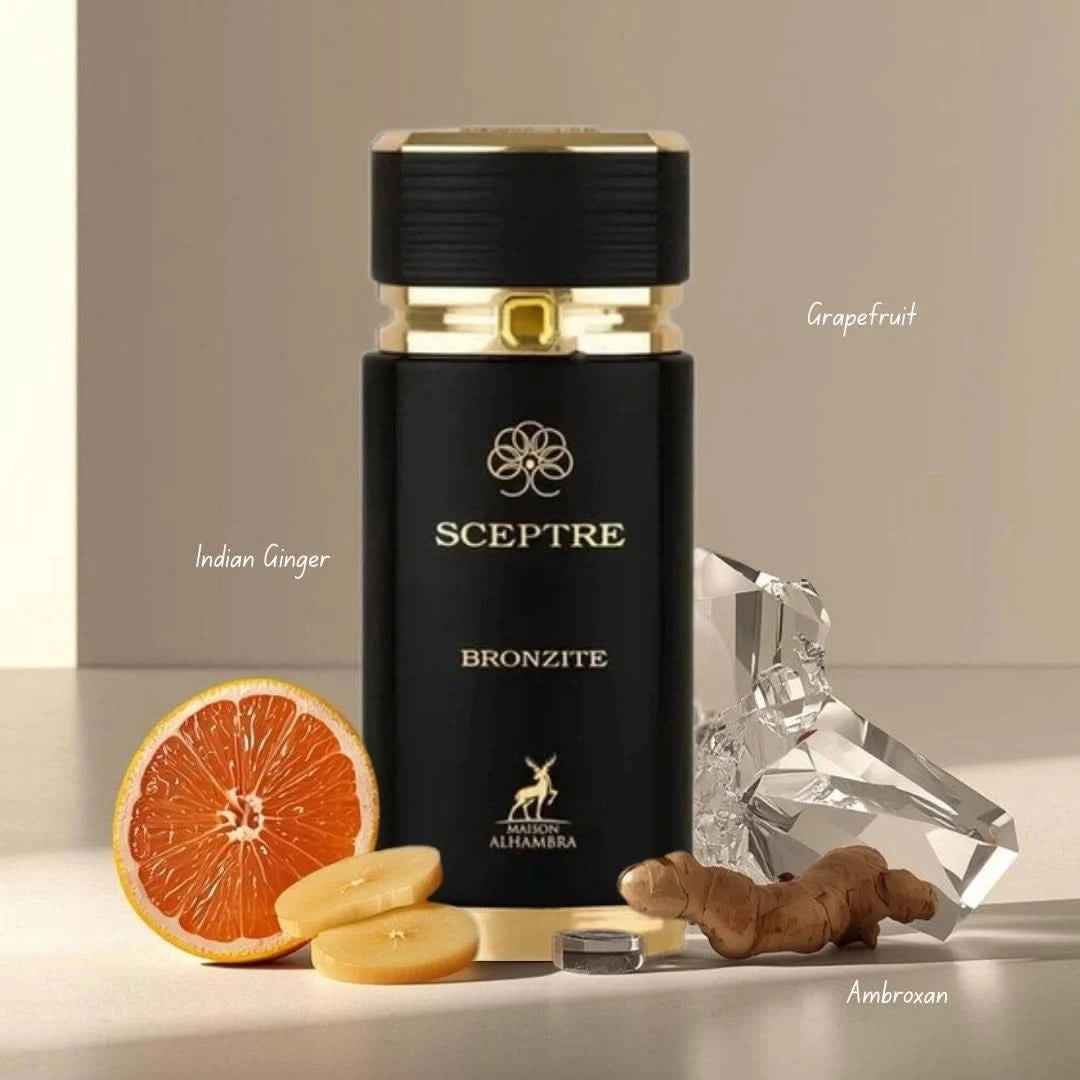 Lattafa men's fragrance bundle includes Sceptre Bronzite and Qaed Al Fursan Eau de Parfums with Art of Nature II gift set.