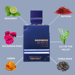 Amber Oud Dubai Night Extrait De Parfum Spray 75ML (2.5 OZ) by Al Haramain | A Fusion of Spice, Florals & Warm Woods. - Intense Oud