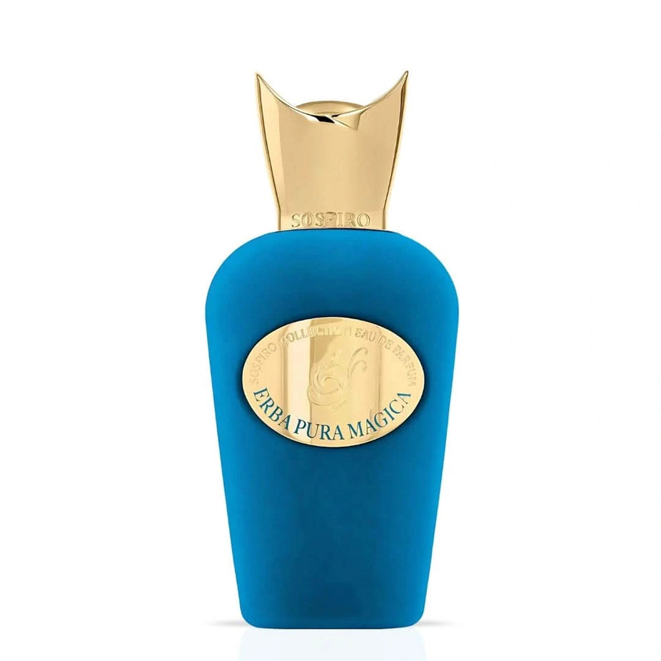 Sospiro Erba Pura Magica Eau De Parfum 100ml bottle with elegant packaging and floral, citrus scent details.