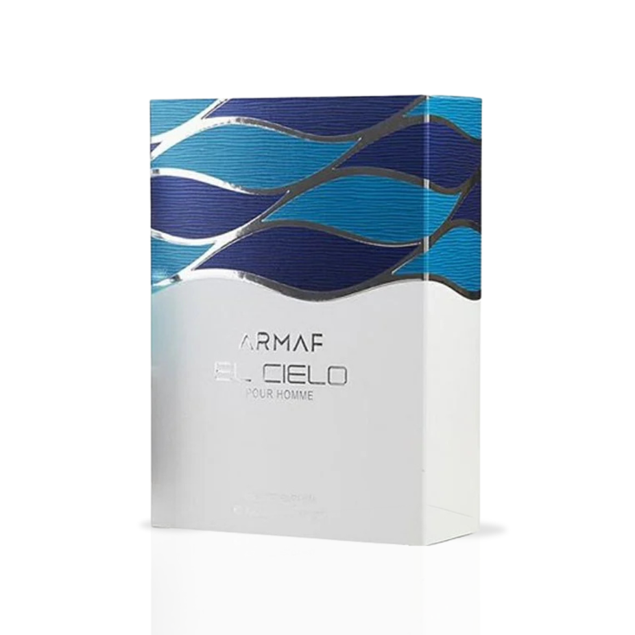Armaf El Cielo Eau de Parfum spray bottle, 100ml, with elegant packaging and a sleek design, showcasing the fragrance's luxurious appeal
