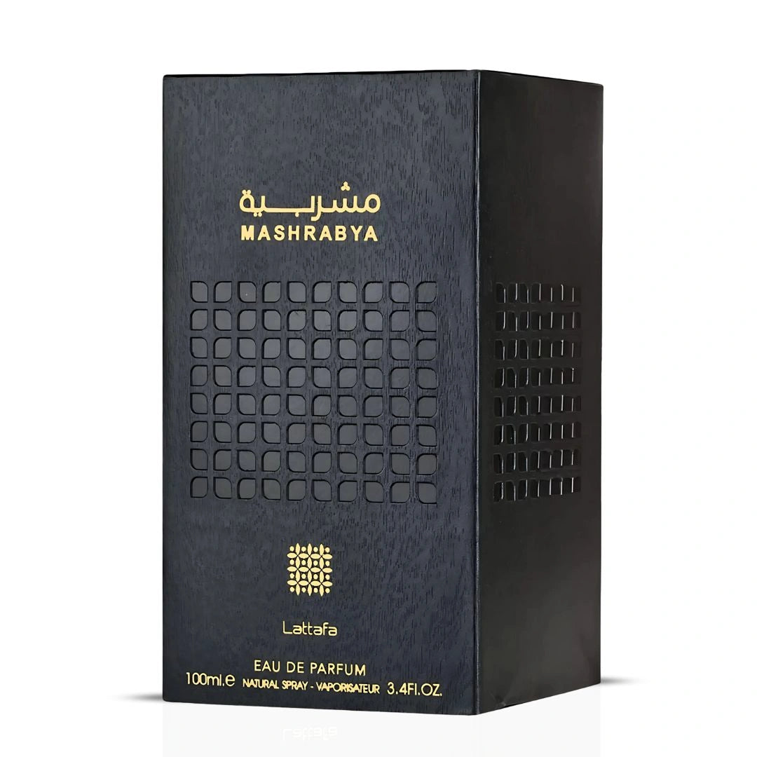 Mashrabya Eau de Parfum Spray 100ml (3.4 oz) by Lattafa | Dates, Cinnamon & Vanilla Melt Into A Golden, Sultry Trail - Intense Oud
