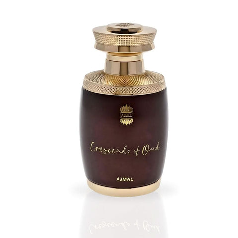 Ajmal Crescendo of Oud Eau de Parfum spray 75ml bottle with elegant packaging and a dark, luxurious design.