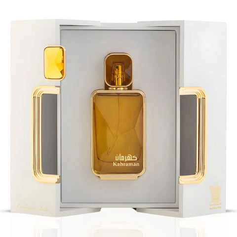 Arabian Oud Kahraman Eau de Parfum spray bottle, 100ml, featuring elegant packaging and branding.