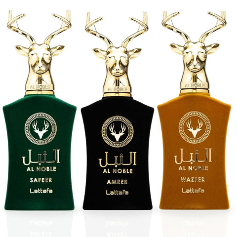 Al Noble Ameer, Wazeer, Safeer EDP Spray 100ML (3.4 OZ) By Lattafa | Exude Masculinity With These Compelling Fragrances. (COLLECTION) - Intense Oud