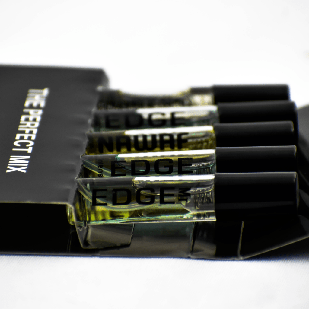 5 SA Sample - Edge Men, Mr.Edge, Edge Intense Men, Shumoukh Al Shutra, Nawaf - Intense oud