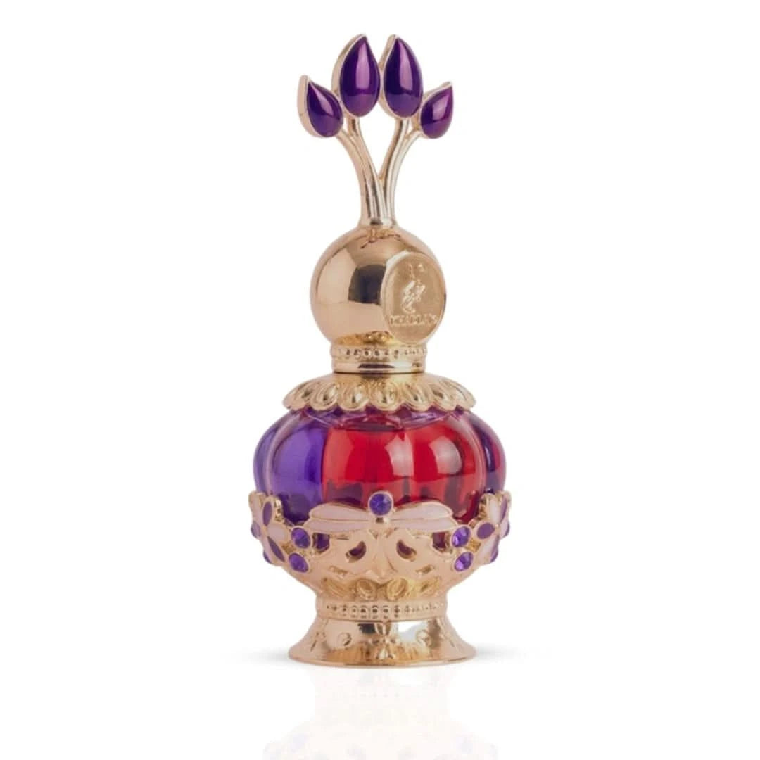 Purple Musk concentrated perfume oil by Khadlaj in a 20ml bottle, featuring a purple-tinted glass container and elegant design.
