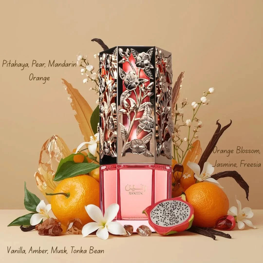 Lattafa perfume bundle with Raneen Eau de Parfum Spray 80ml by Asdaaf and Yara Elixir Eau De Parfum 100ml by Lattafa, displayed side by side.