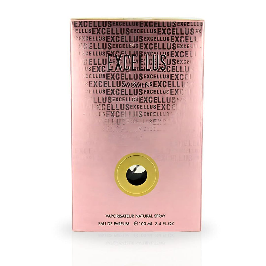 Armaf Excellus For Woman EDP spray 100ml, elegant perfume bottle with a floral design, showcasing a long-lasting feminine fragrance.