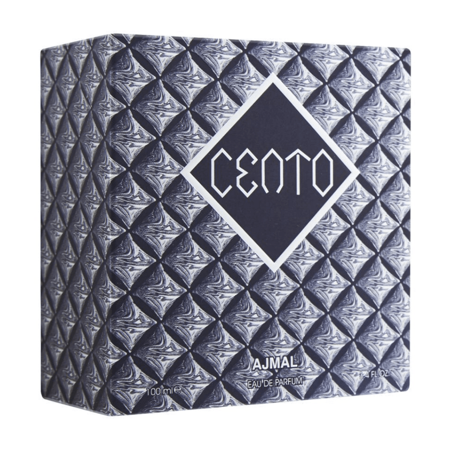 Cento for Men Eau De Parfum by Ajmal, 100ml bottle with sleek design, showcasing the fragrance packaging.