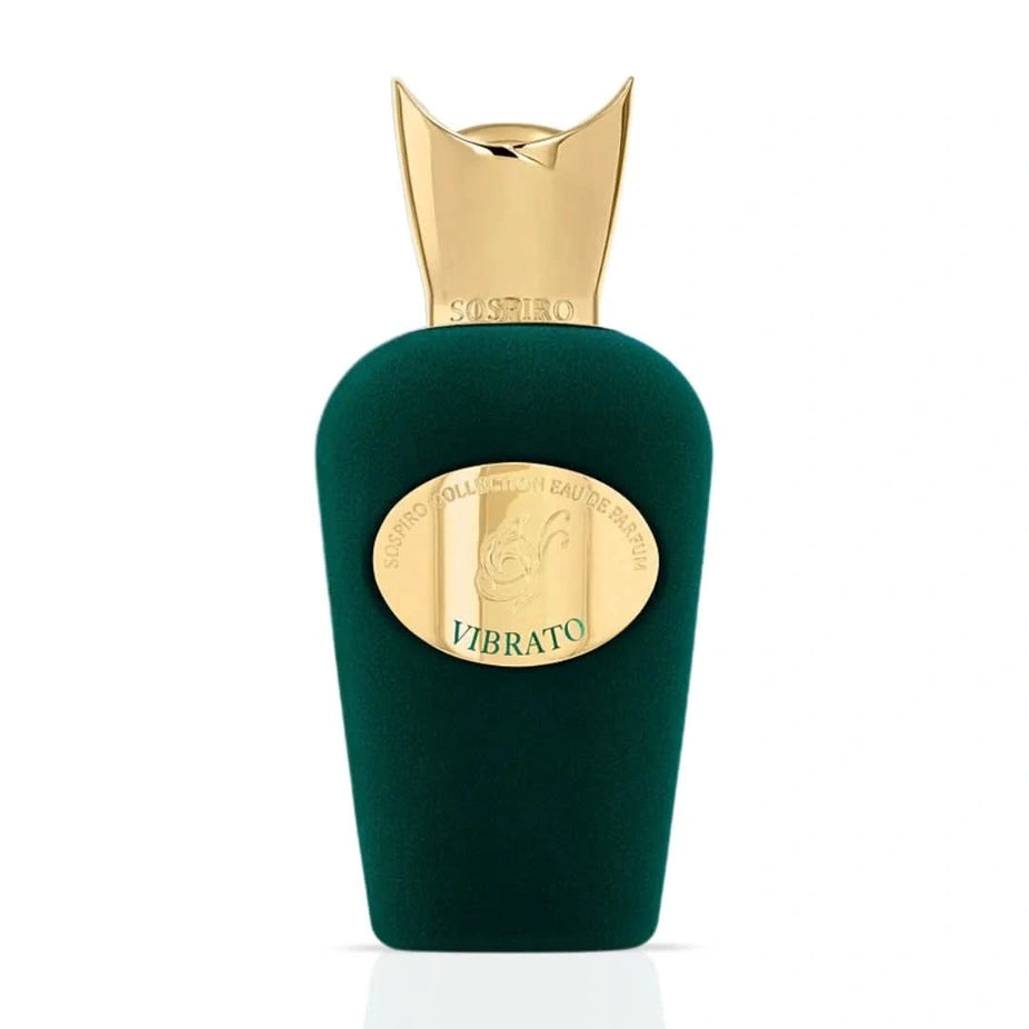 Sospiro Vibrato Eau De Parfum spray bottle, 100ml, elegant design, showcasing the luxurious perfume packaging.