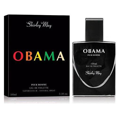 Shirley May Obama for Men Eau De Toilette 100 ML with pouch, featuring sleek bottle design and masculine fragrance.