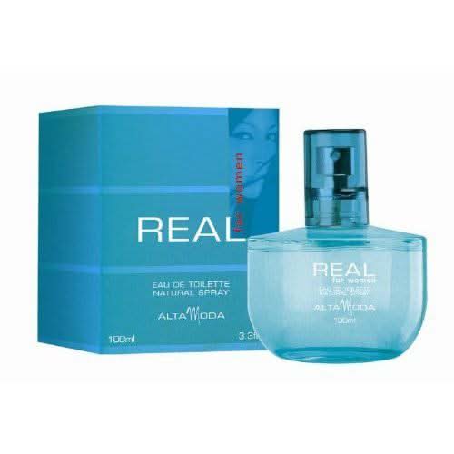 Alta Moda Real for Women EDT 100ml with elegant velvet pouch, showcasing the perfume bottle and luxurious packaging.