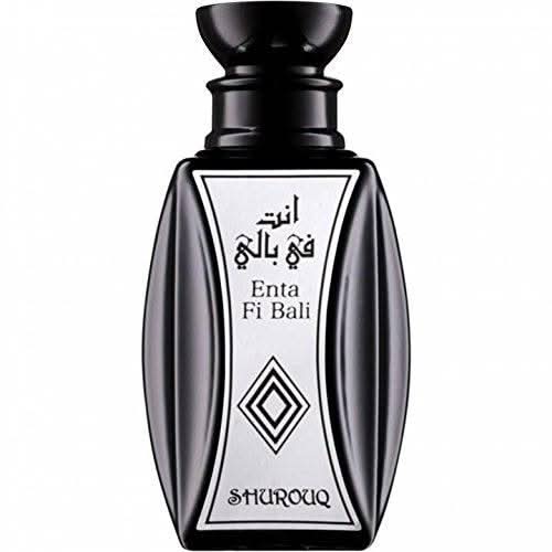 Shurouq Enta Fi Bali Eau De Toilette 100ml with pouch, featuring a sleek bottle and elegant packaging in the image.