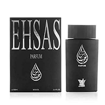 Arabian Oud Ehsas for Men Eau De Parfum 100 ML bottle, elegant fragrance bottle with gold accents and sleek design.