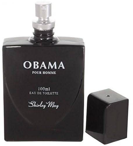 Shirley May Obama for Men Eau De Toilette 100ml bottle with pouch, masculine fragrance in a sleek design.