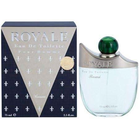 Rasasi Royale for Men perfume EDP and deodorant bundle, 75ml and 200ml bottles, in a value pack.