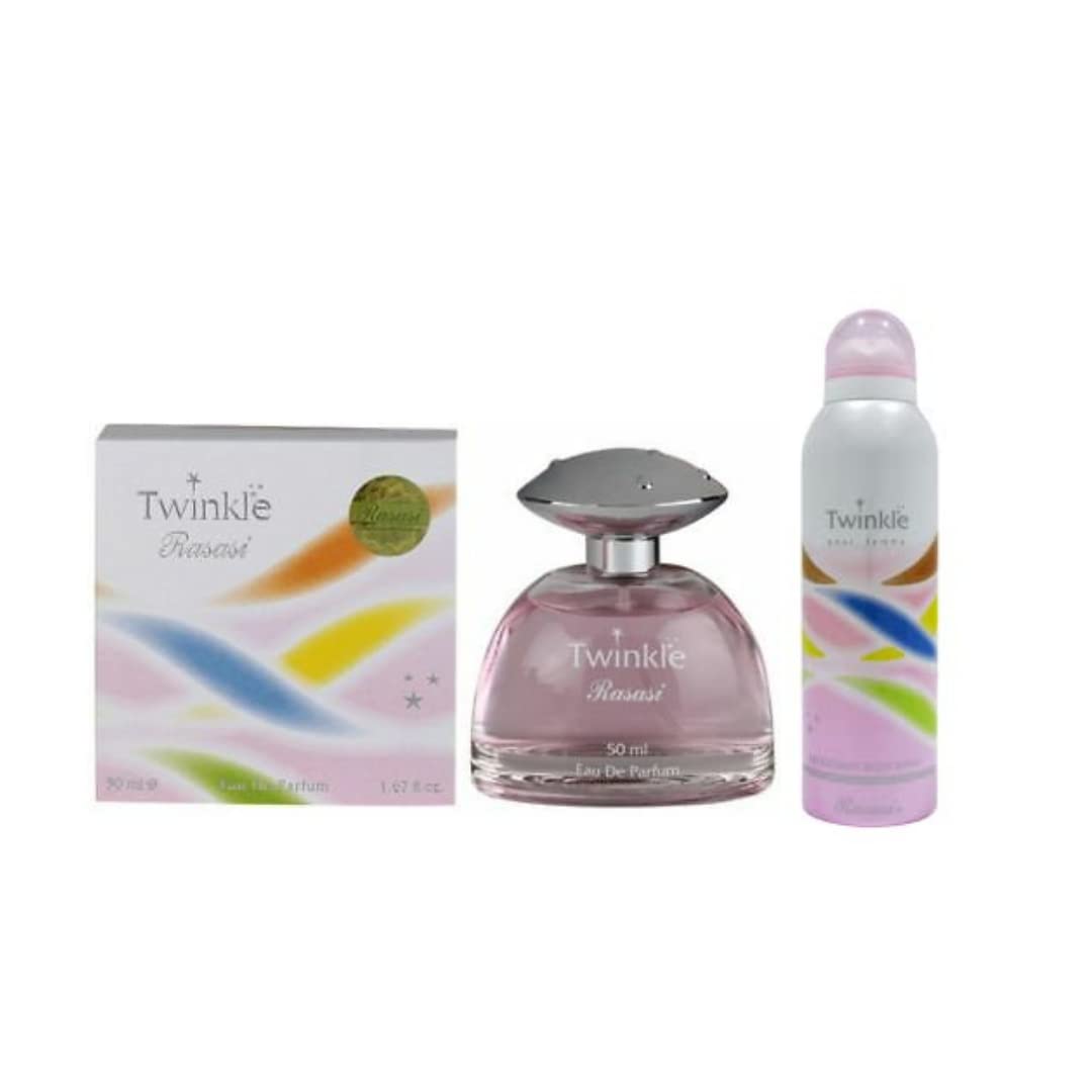 Twinkle Perfume For Woman EDP - Eau De Parfum 50ML (1.7 oz) with Twinkle Women Deodorant - 200 ML (6.7 oz)  I by Rasasi - Intense oud