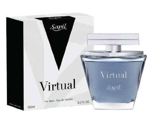 Virtual for Men Eau De Toilette by Sapil in a 100ML bottle, featuring sleek packaging and the fragrance bottle on a neutral background.