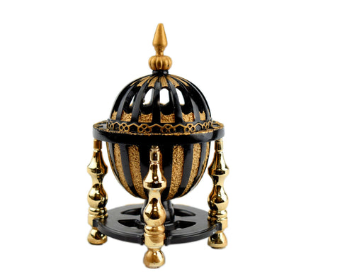4 Pillar Resin Dome Style Incense Bakhoor/Oud Burner - Black - Intense oud