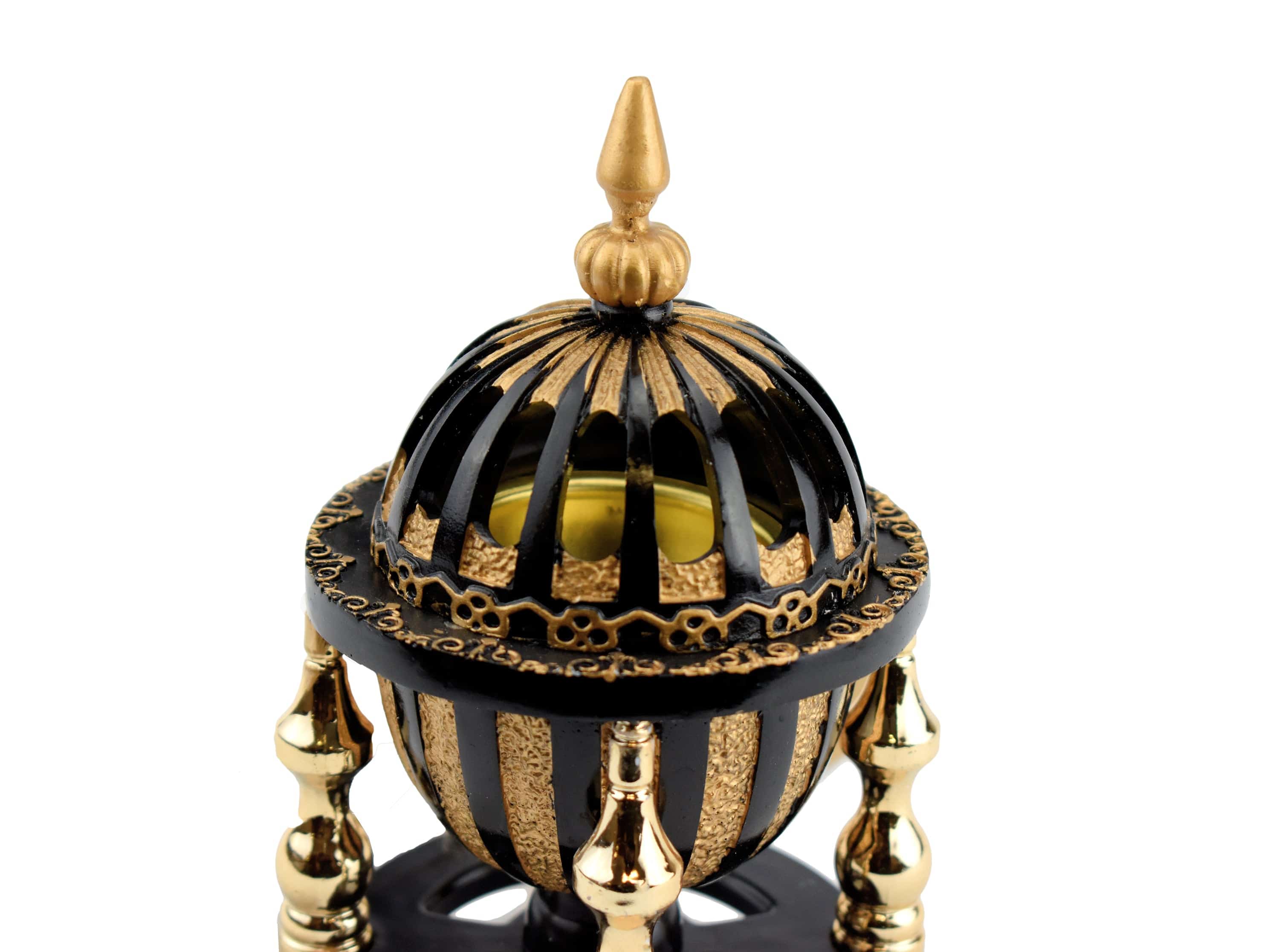4 Pillar Resin Dome Style Incense Bakhoor/Oud Burner - Black - Intense oud