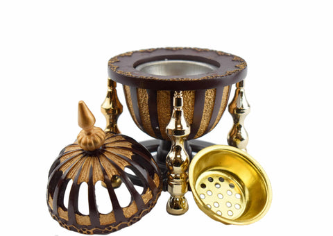 4 Pillar Resin Dome Style Incense Bakhoor/Oud Burner - Brown - Intense oud