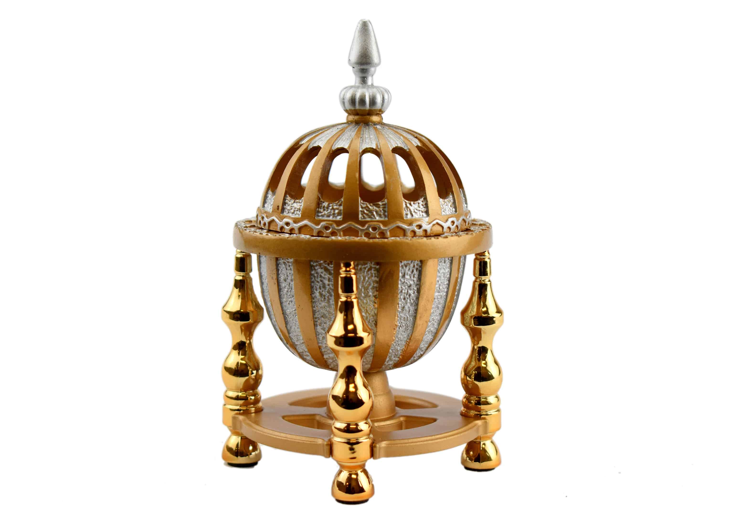 4 Pillar Resin Dome Style Incense Bakhoor/Oud Burner - Gold - Intense oud
