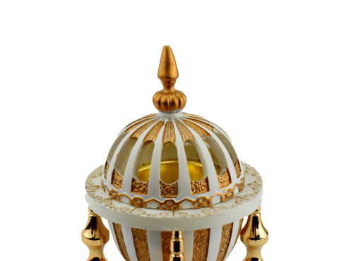 4 Pillar Resin Dome Style Incense Bakhoor/Oud Burner - White - Intense oud