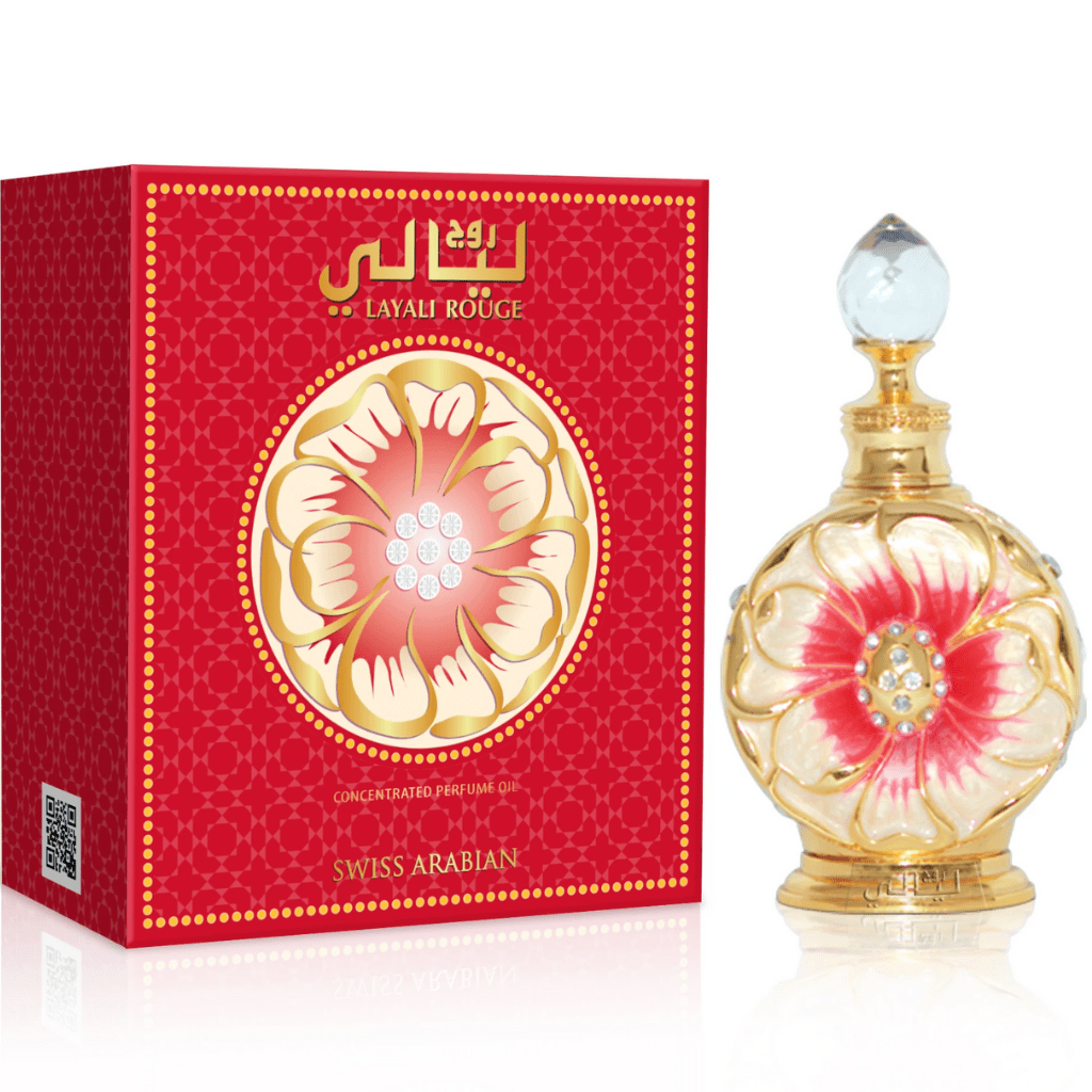 Layali Rouge for Women Perfume Oil - 15 ML (0.5 oz) by Swiss Arabian - Intense oud