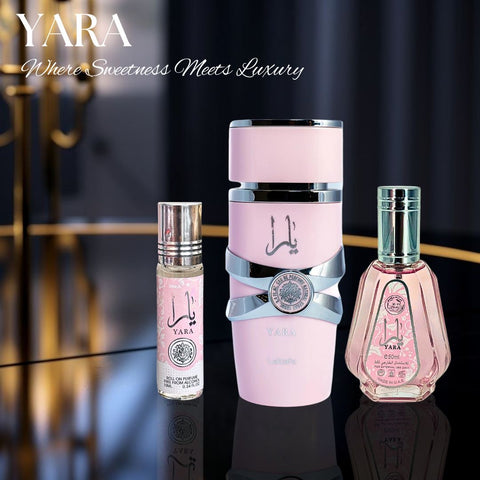 YARA Eau De Parfum Spray 100ML, EDP Spray 50ML & Roll-On Perfume Oil 10ML - For Women by Lattafa. (ELEGANT COLLECTION) - Intense Oud