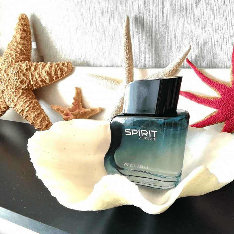 Swiss Arabian Spirit Absolute for Men Eau De Parfum 100ml bottle, showcasing sleek packaging and fragrance details.