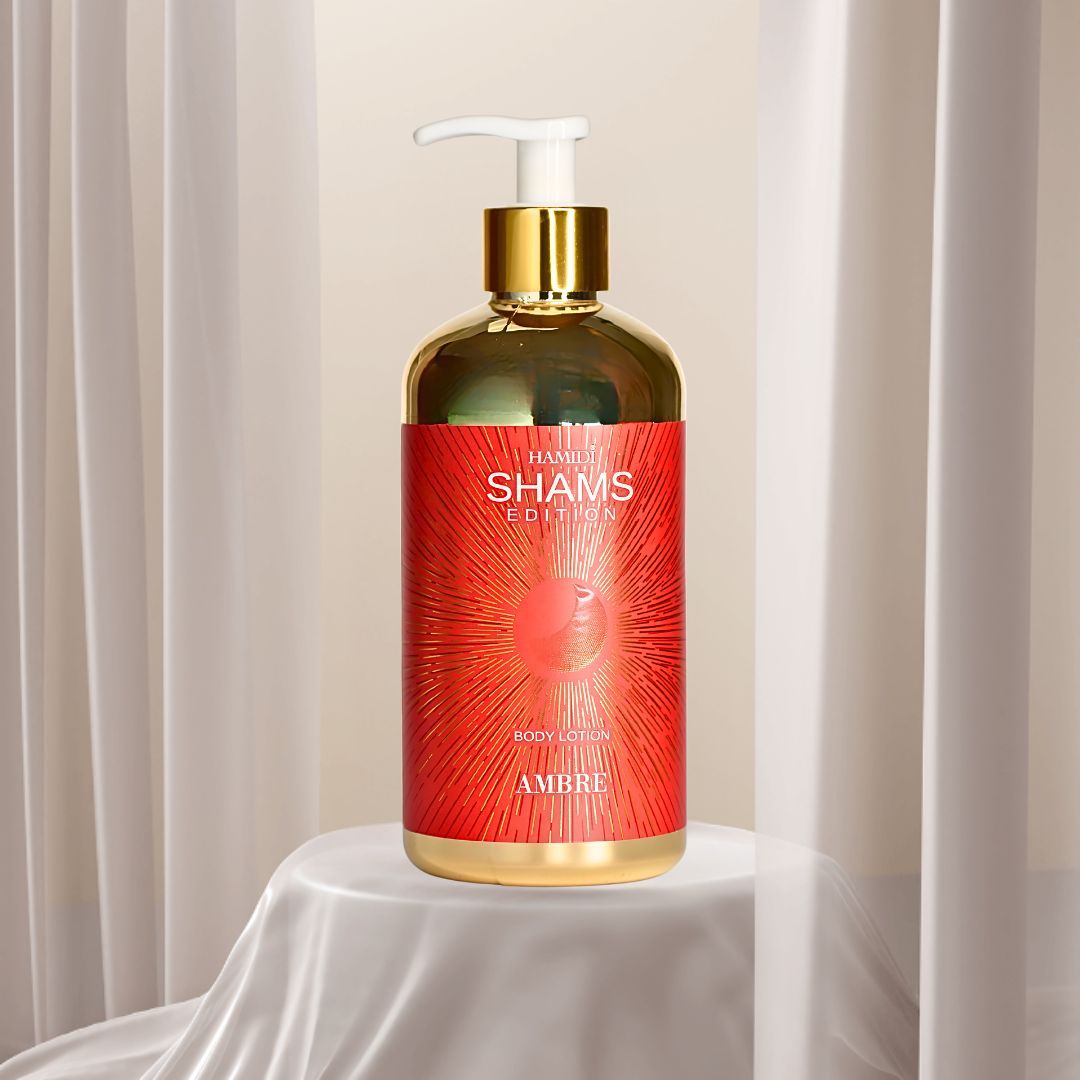 Hamidi Shams Edition Ambre Body Lotion 500ml (16.9 OZ) By Hamidi | Ultra Moisturizing, Skin-Nourishing, Replenishes Dry Skin, Sweet Fragrance. - Intense Oud