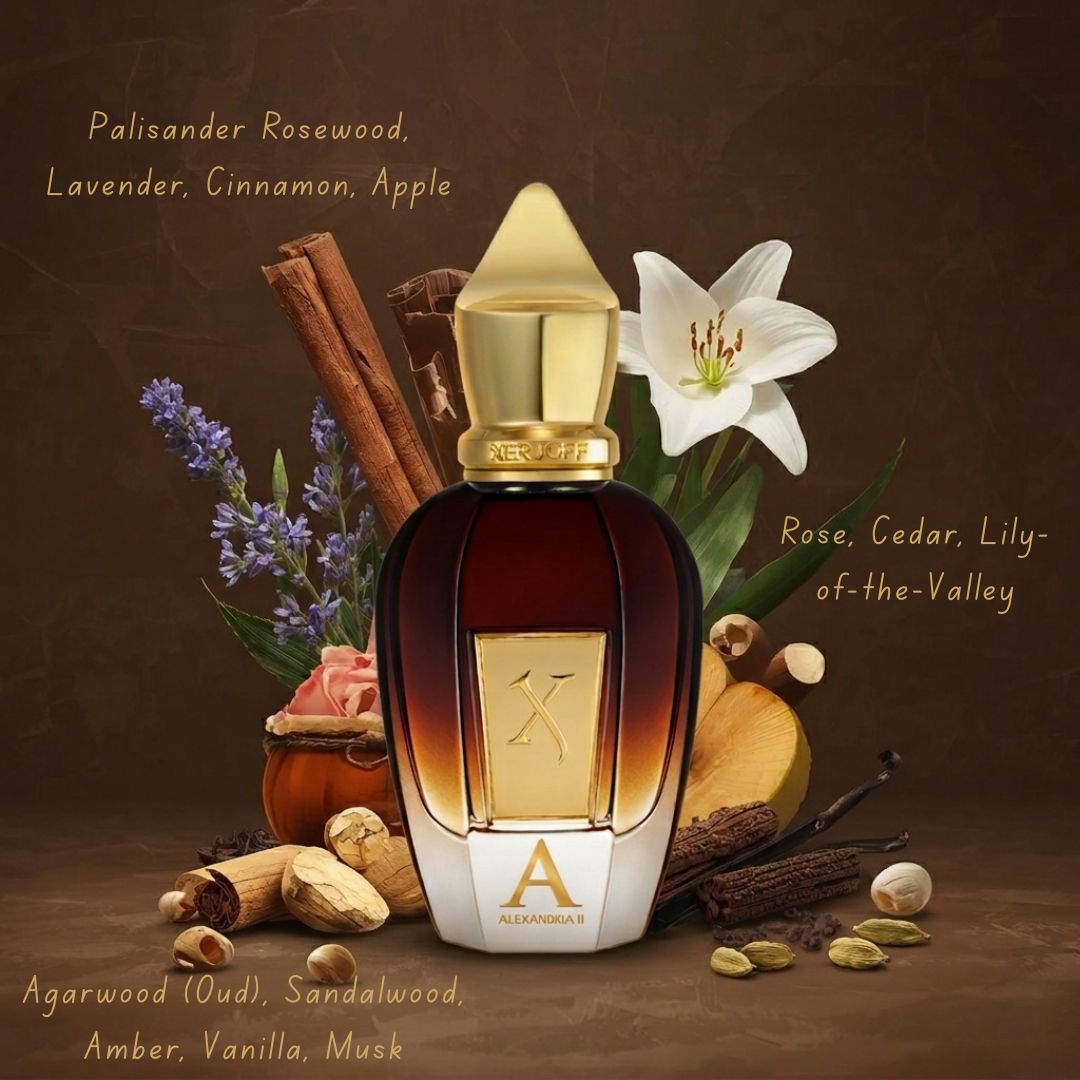 Xerjoff Alexandria II parfum spray bottle, 50ml (1.7 oz), elegant design and luxurious fragrance for women and men.