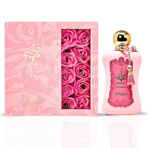 Bundle of four 100ml Intense Oud Eau de Parfums including Pink Blush by Ard Al Zaafaran, Hayaati Florence by Lattafa, and Fatima Pink by Zimaya.