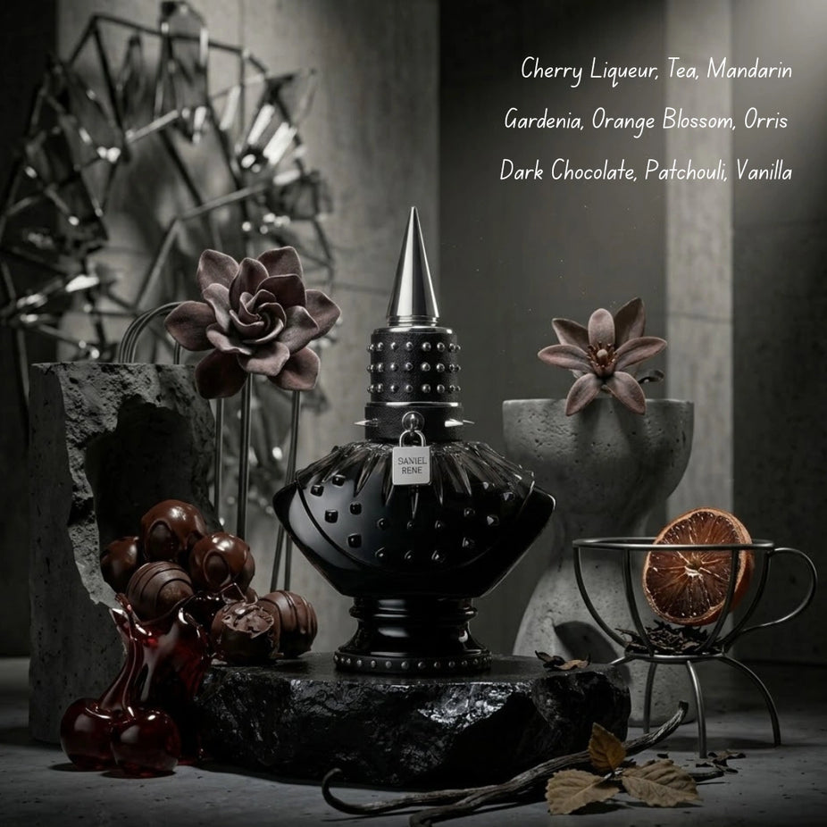 Midnight Sin Eau de Parfum Spray by Paris Corner, 100ml bottle with elegant black cap and sleek perfume design.