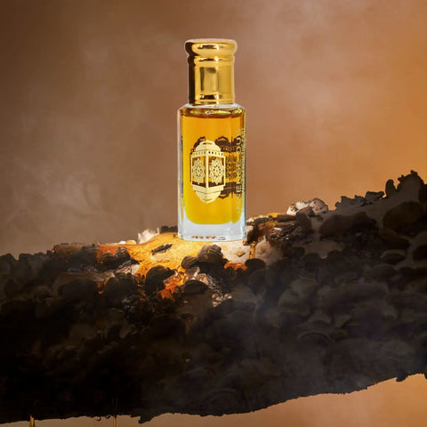 Intense Oud Chant 5 Perfume Oil 12ml in a black gift box, featuring a sleek loose oil bottle with elegant branding.