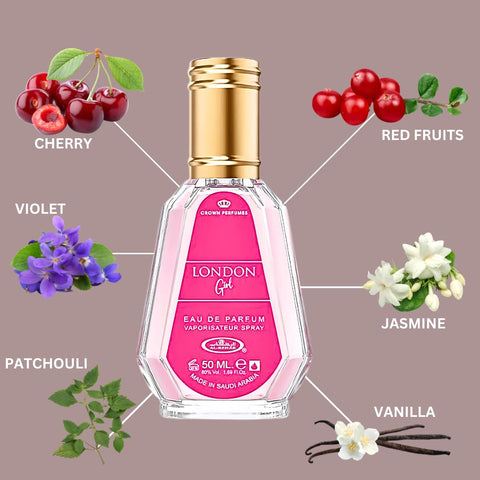 London Girl Eau De Parfum Spray 50ML (1.7 OZ) By Al Rehab | A Sweet & Sophisticated Blend Of Juicy Fruits, Delicate Florals & Vanilla. - Intense Oud